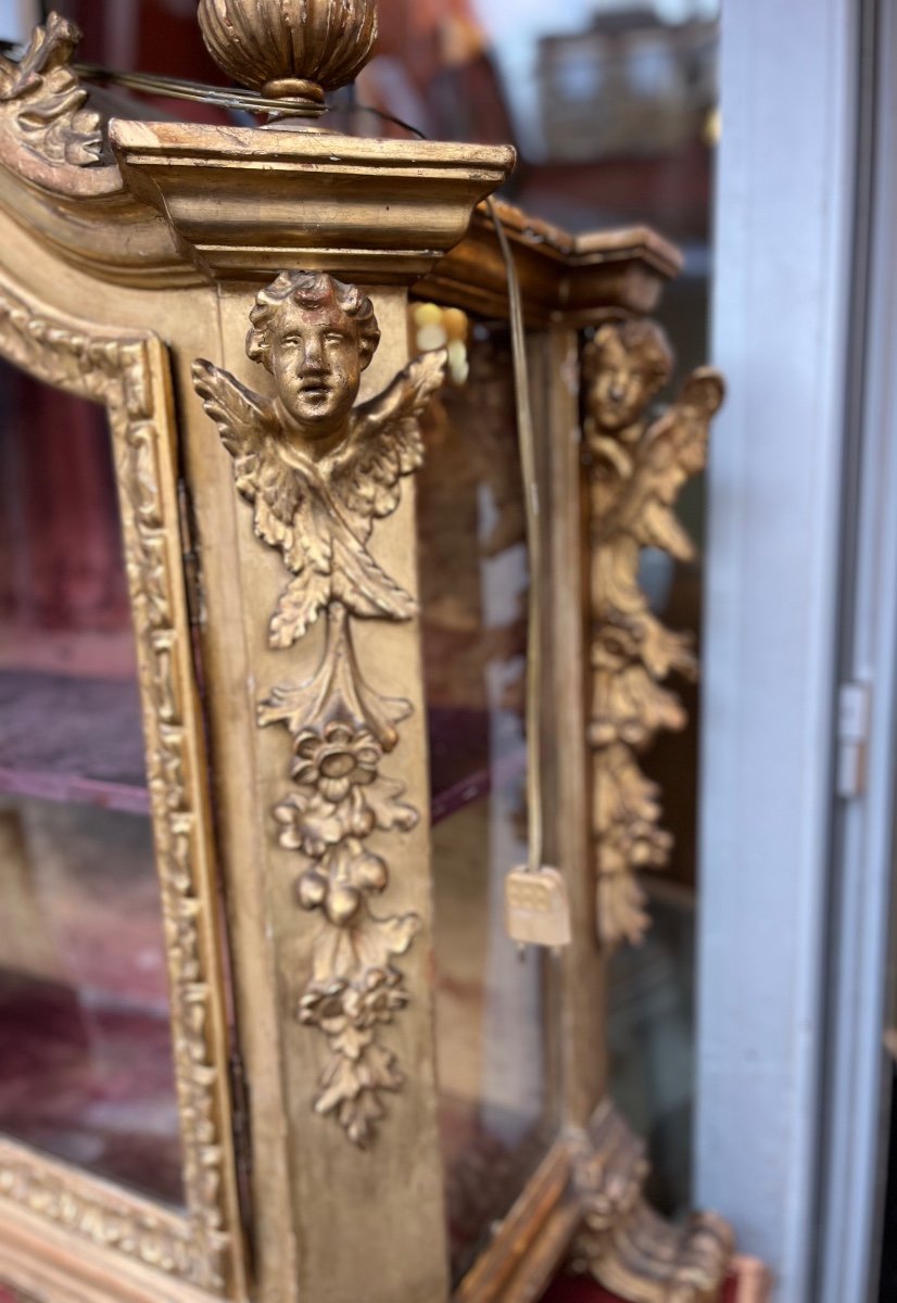 Vitrine baroque bois dore  Du XVIIIe Siècle Avec Console Du XIX Siècle-photo-3