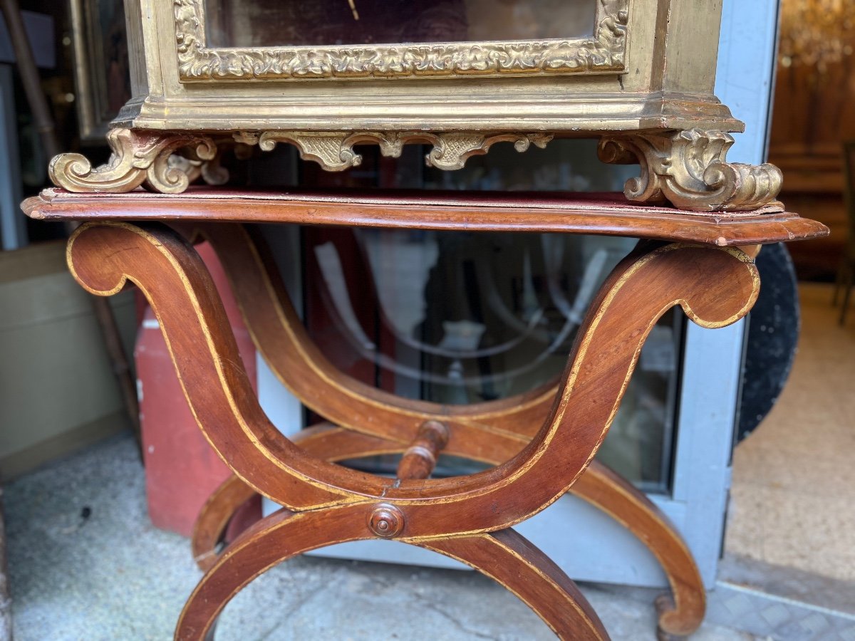 Vitrine baroque bois dore  Du XVIIIe Siècle Avec Console Du XIX Siècle-photo-4