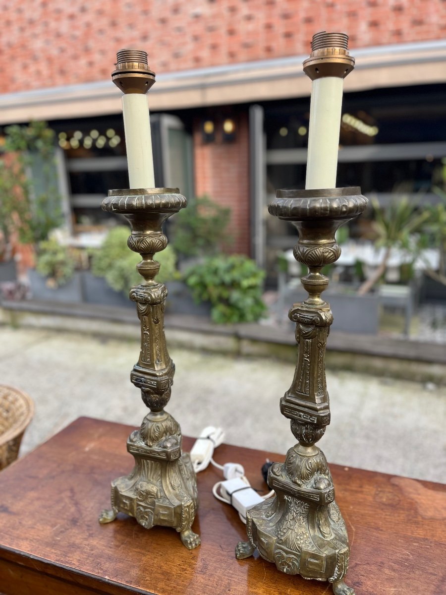 Pair Of Candelabras Mounted As Lamps, Late 18th Century-photo-2