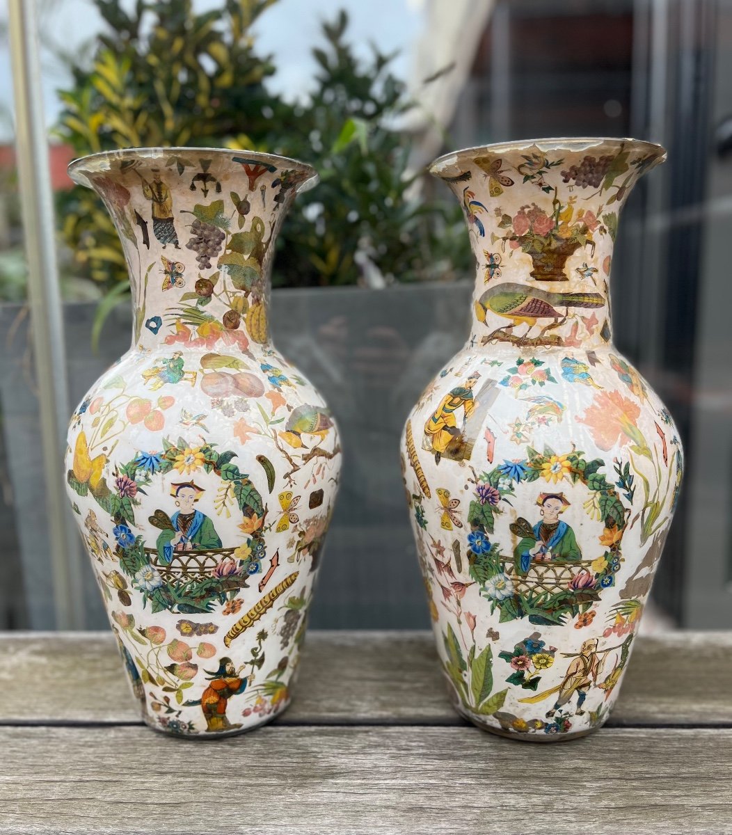 Pair Of Blown Glass Vases, 19th Century