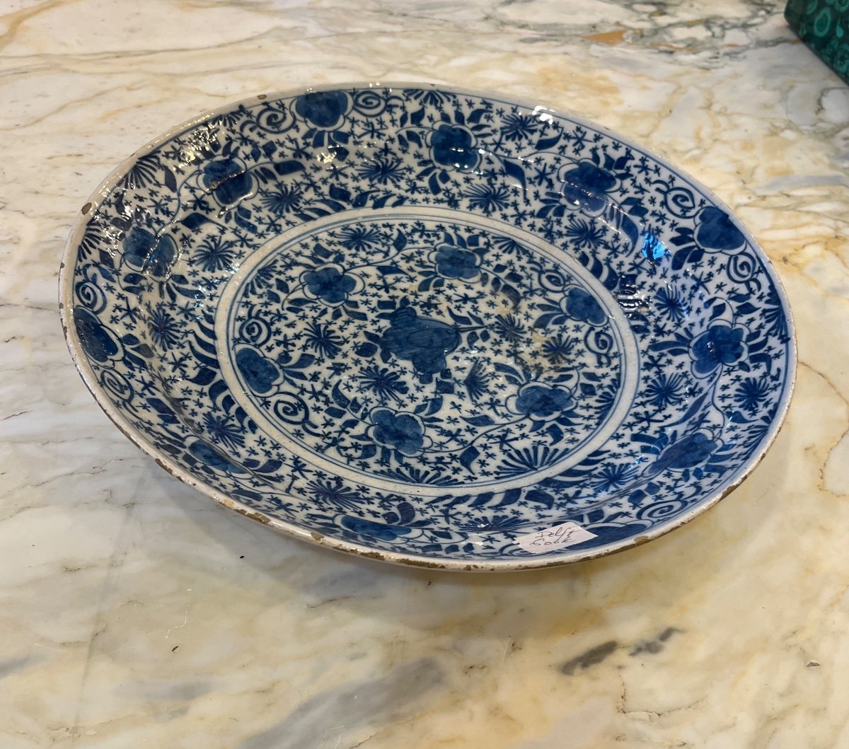 Delftware Dish, Decorated With Flowers And Blue Stars On A White Background, 18th Century -photo-2