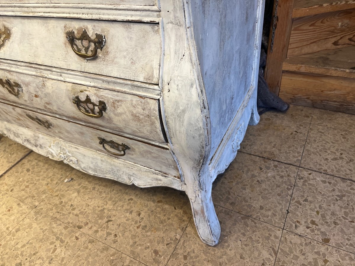 Dutch Walnut Scriban Chest Of Drawers 18th Century Recent White Patina -photo-3