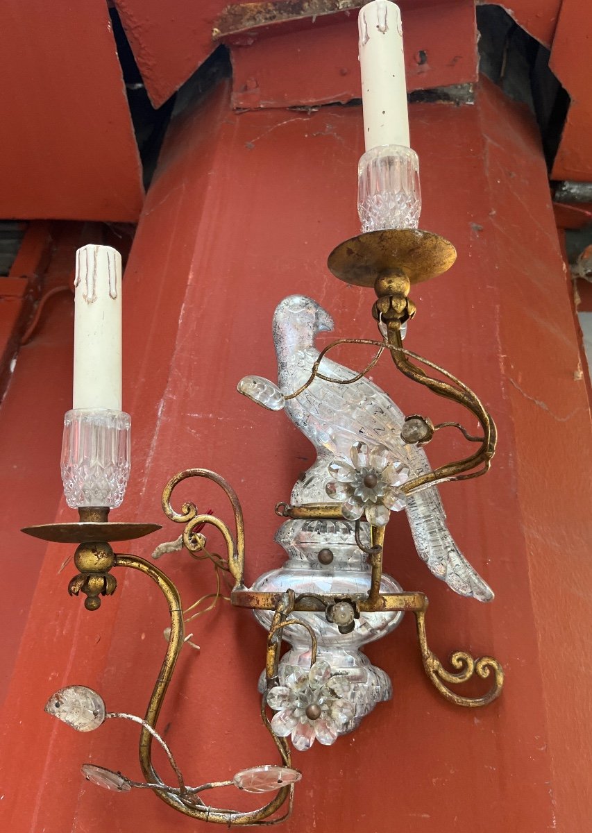 Pair Of Parrot Model Wall Lights In The Style Of Bagués Or Banci 20th Century -photo-1