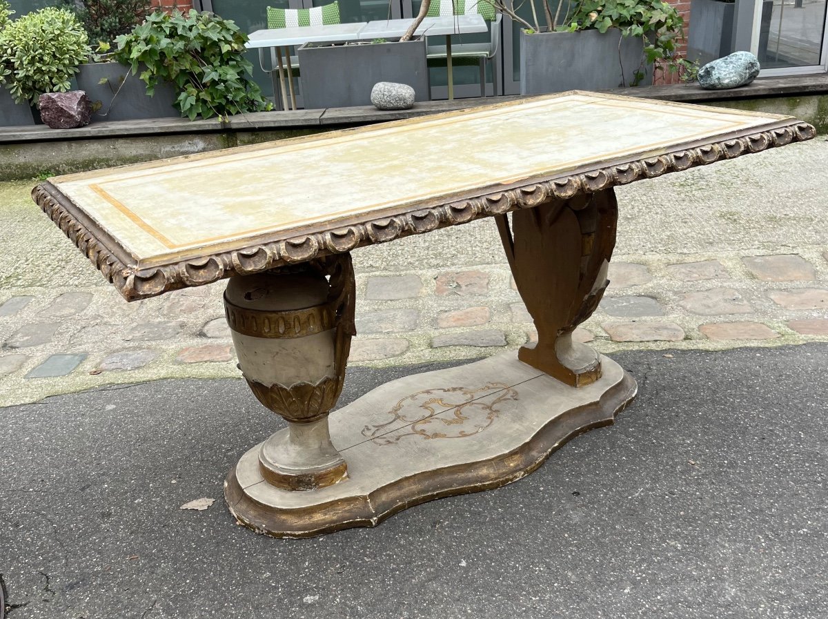 Table Basse Italienne En Bois Laqué Et Doré 20 Eme 