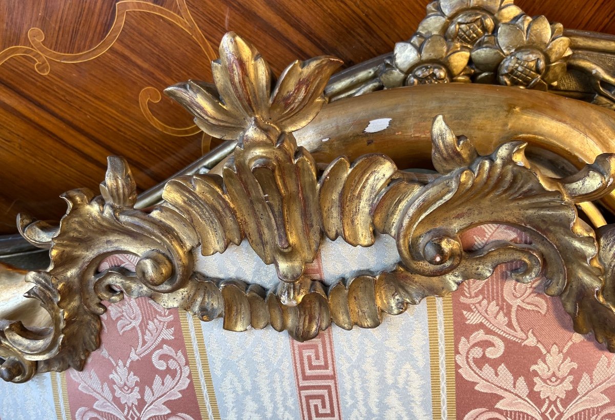 Tête De Lit Italienne Frise En Bois Doré Sculpté Style Baroque XX Eme Siecle-photo-4