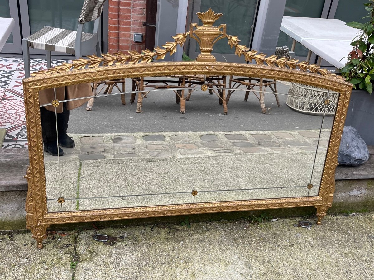 Gilded Wood Mirror Early 20th Century Louis XVI Style 