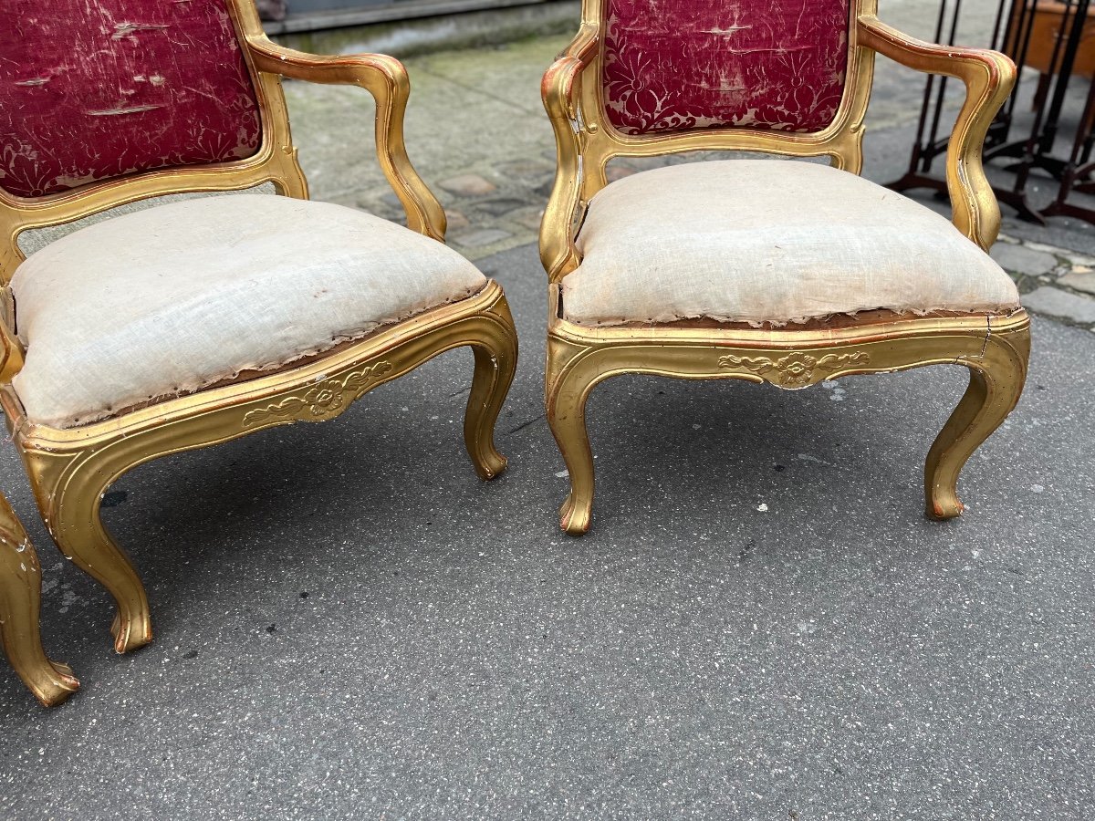 Série De Quatre Fauteuils Génois, Italie, XIXe Siècle-photo-4