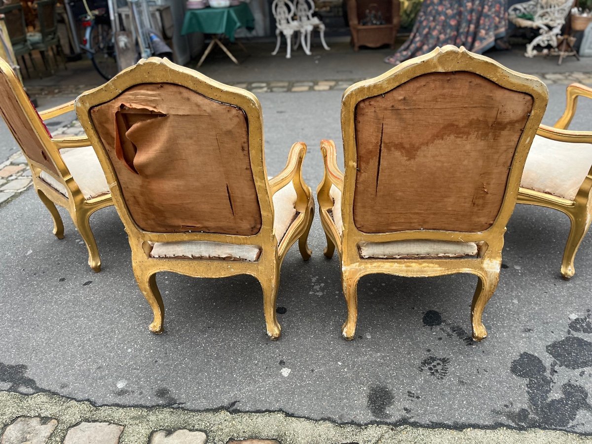 Série De Quatre Fauteuils Génois, Italie, XIXe Siècle-photo-1