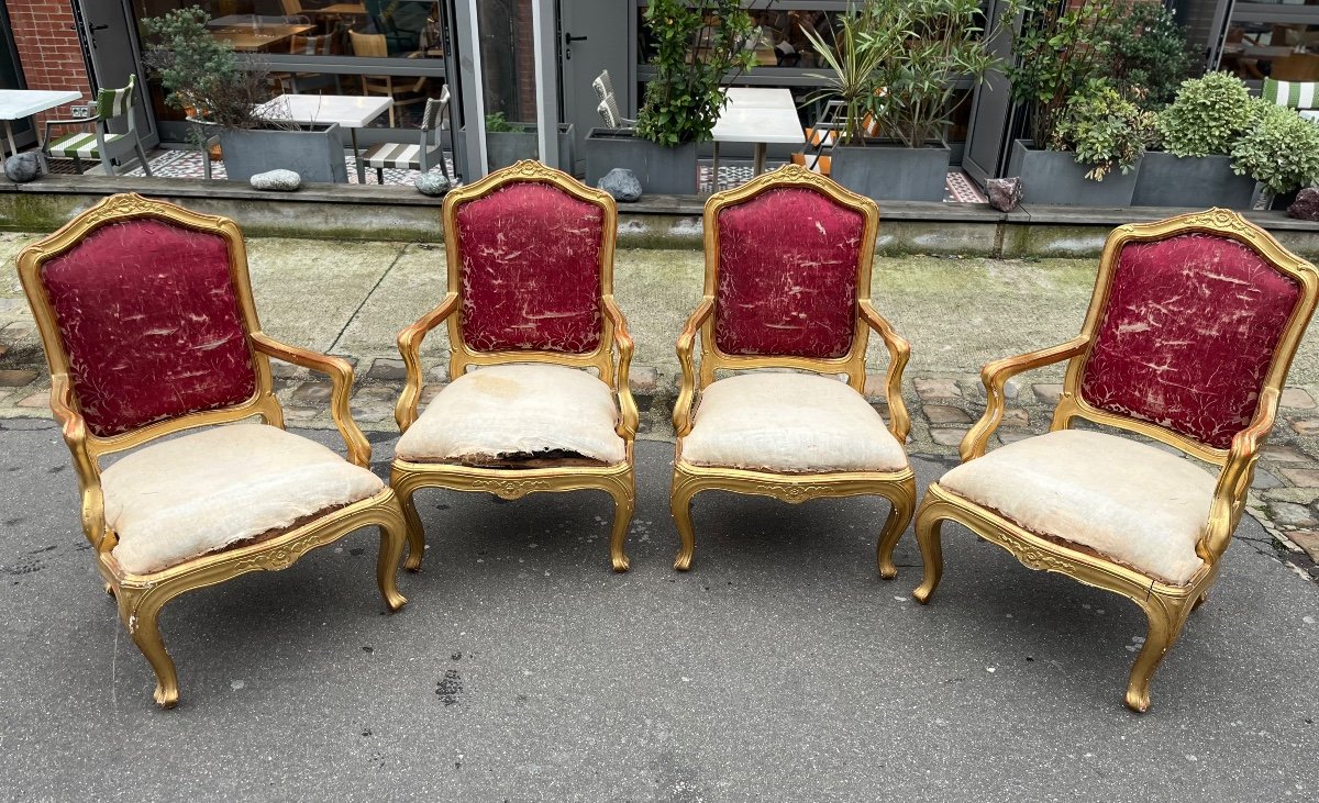 Série De Quatre Fauteuils Génois, Italie, XIXe Siècle