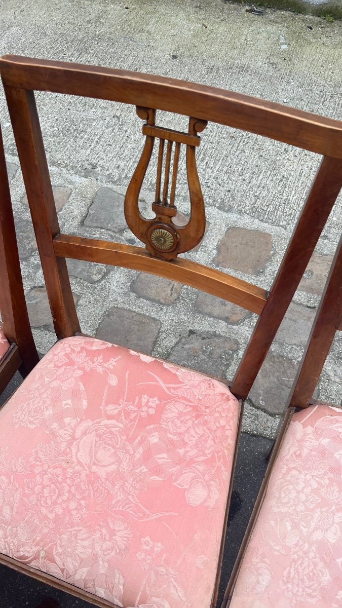 Série De 12 Chaises En Noyer, Début XIXe Siècle, Italie, Style Néoclassique-photo-4