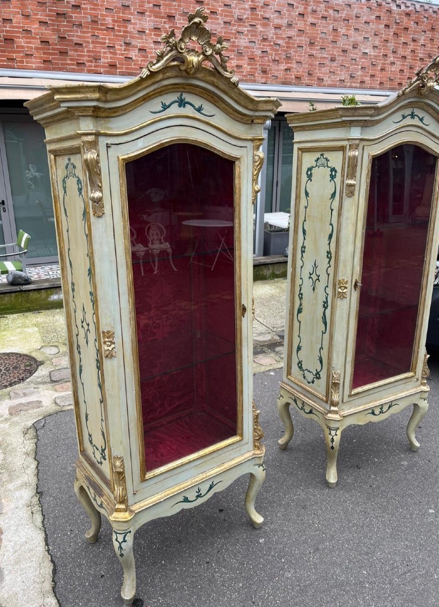 Pair Of Venetian-style Display Cabinets, Italy, Late 19th Century-photo-4