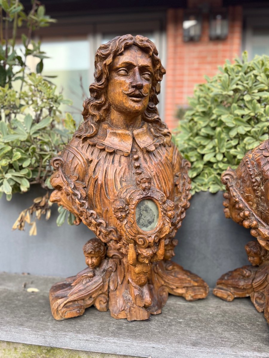 Pair Of Busts Of Ferdinand III And His Wife Eleanor Of Nevers-mantua, Early 18th Century-photo-2