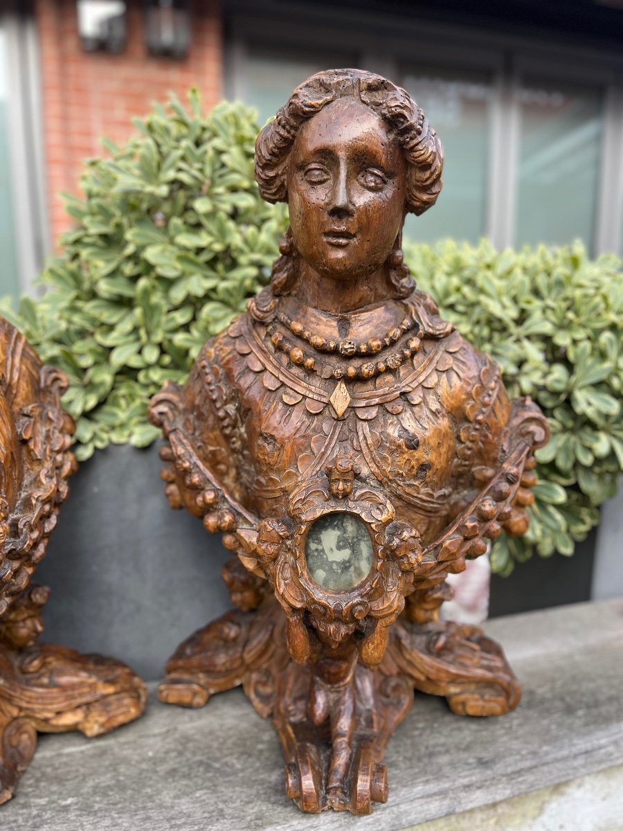 Pair Of Busts Of Ferdinand III And His Wife Eleanor Of Nevers-mantua, Early 18th Century-photo-3