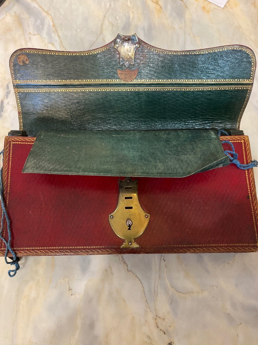 Red Shagreen Document Holder, Early 19th Century -photo-2