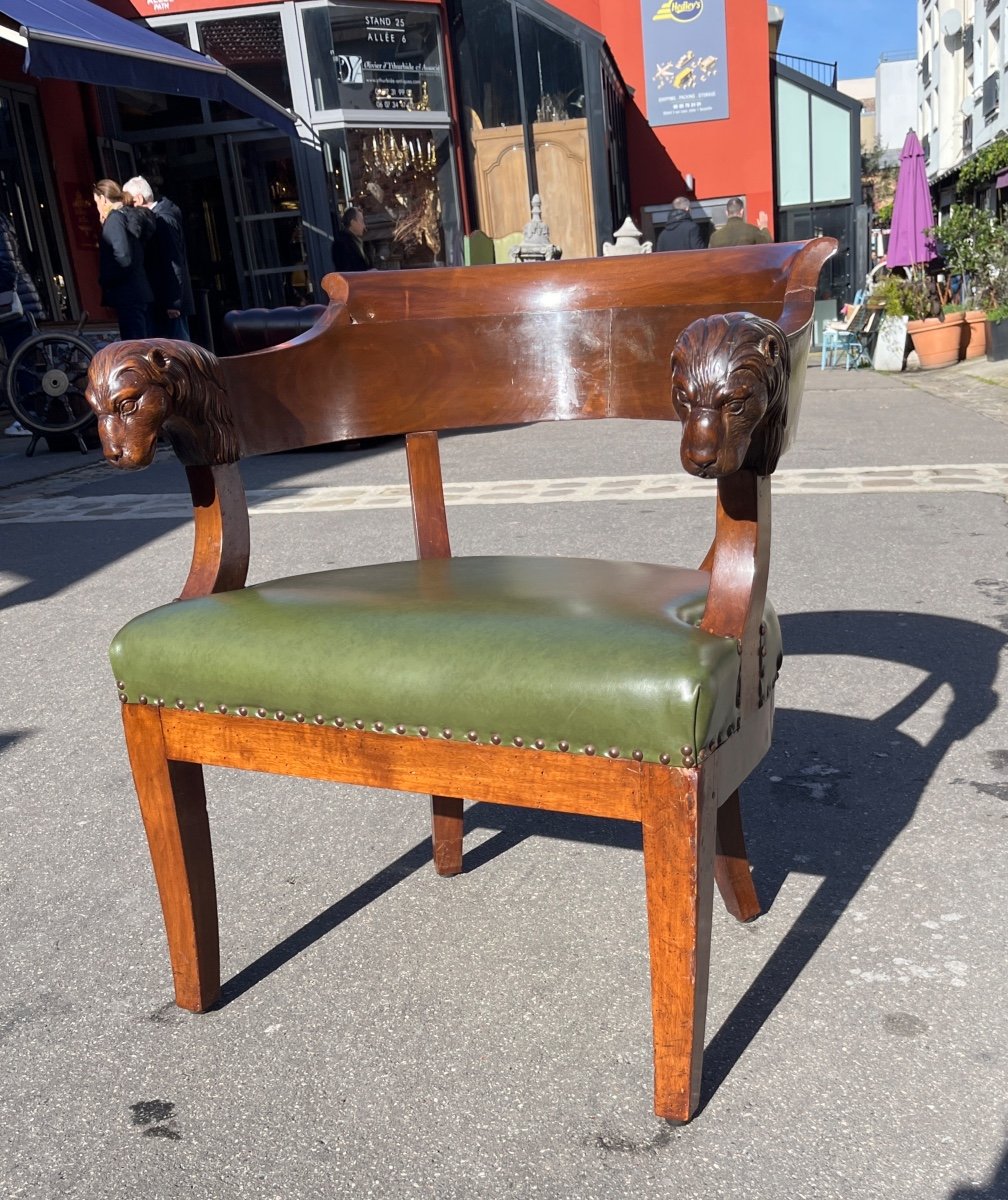 Mahogany Office Chair Early 19th Century With Dog's Head -photo-2