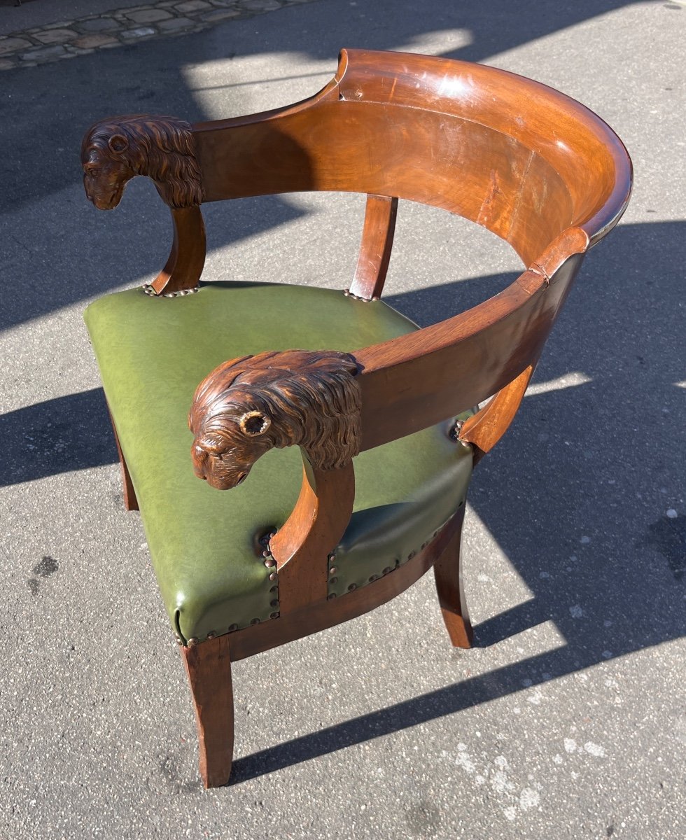 Mahogany Office Chair Early 19th Century With Dog's Head -photo-3