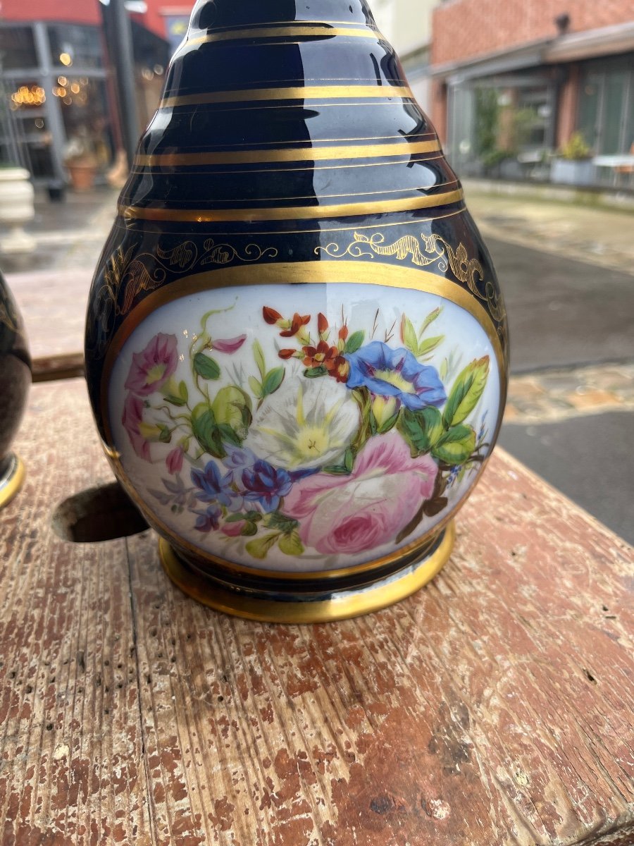 Pair Of Old Paris Porcelain Vases Mid 19th Century -photo-4