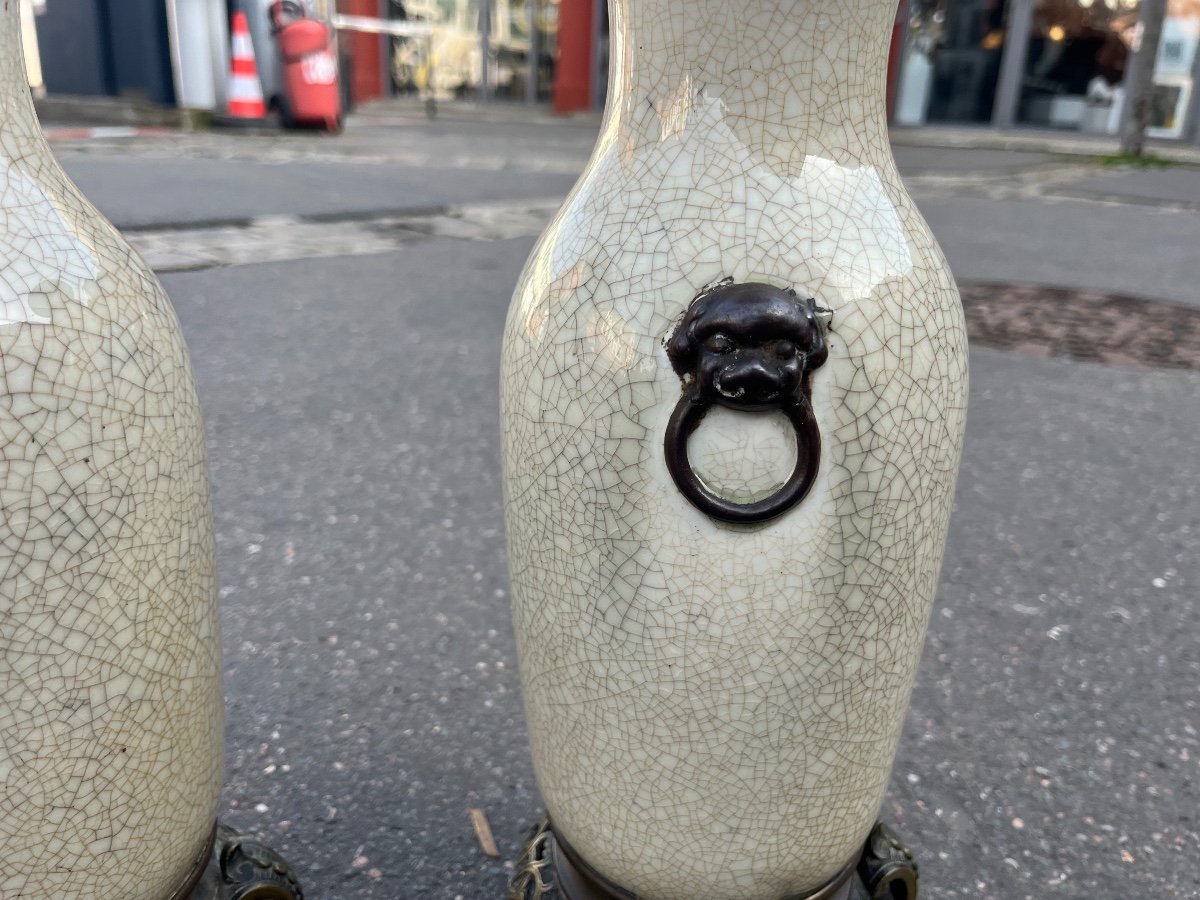 Paire De Vases En Grès Craquelé, Extrême-orient-photo-3