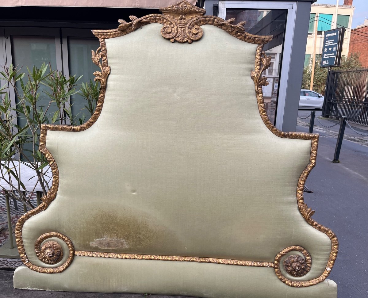 19th Century Italian Headboard With Gilded Wood Frieze -photo-1