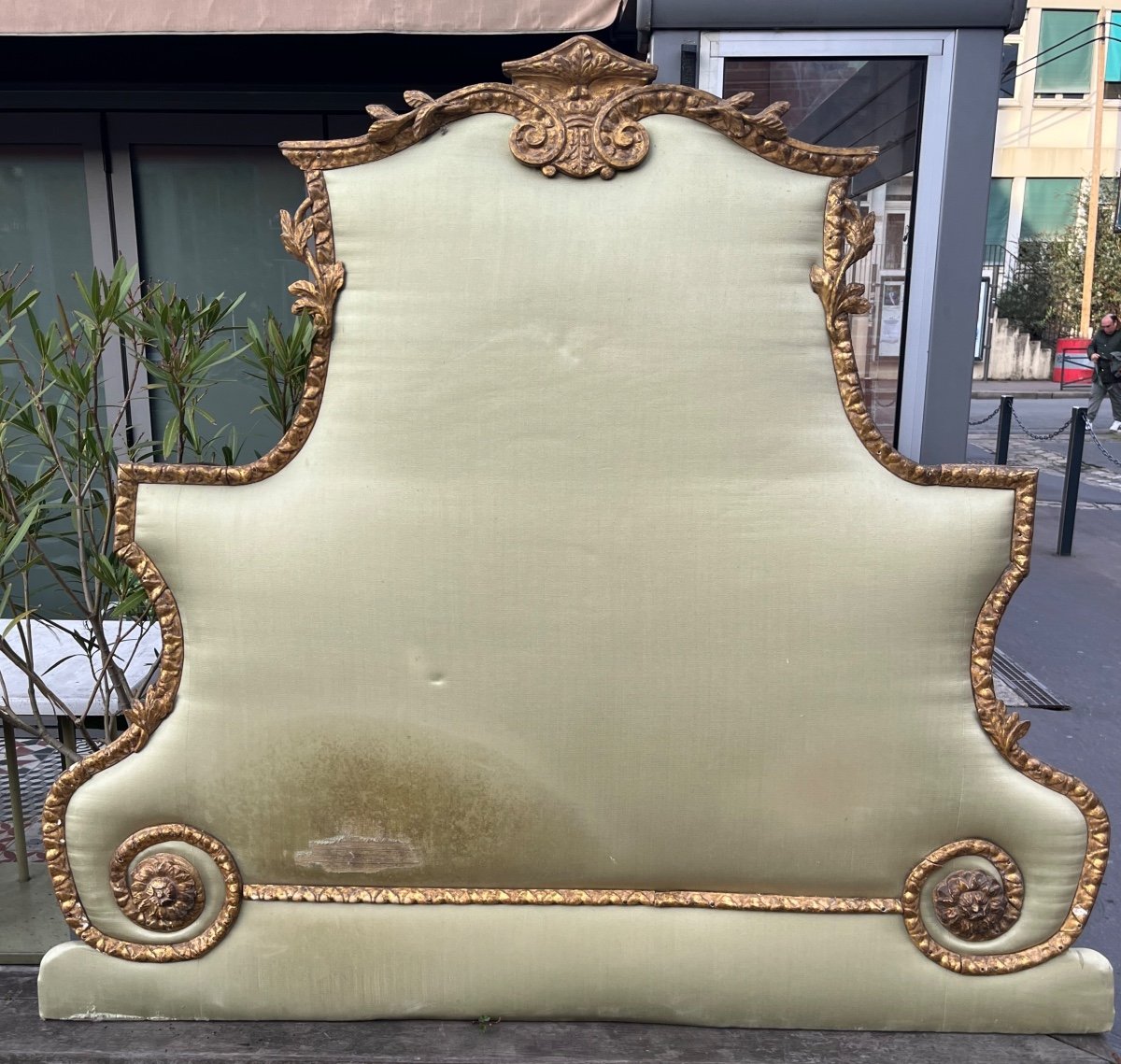 19th Century Italian Headboard With Gilded Wood Frieze 