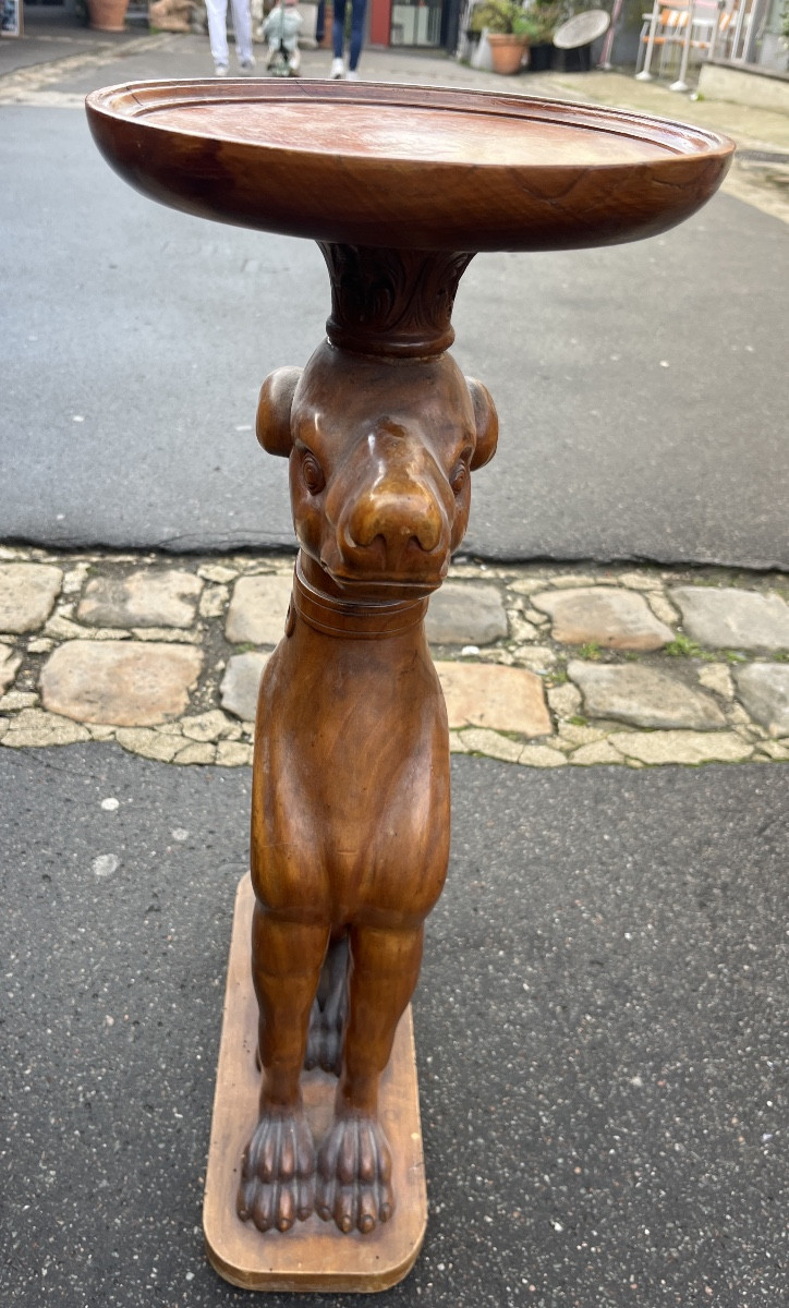 Pair Of Natural Wood Vase Holders With Greyhound Decor, 20th Century, Italy-photo-3