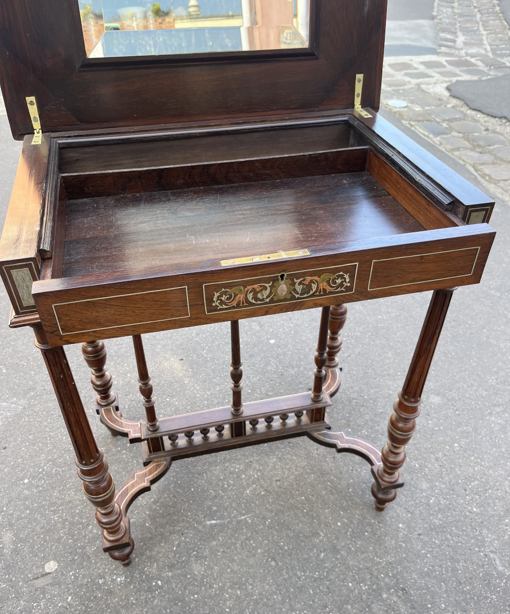 19th Century Napoleon Work Table Marquetry Decor -photo-1
