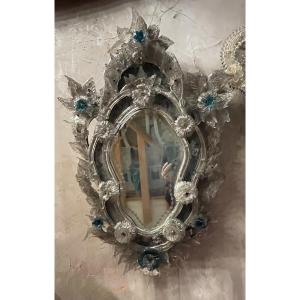 Miroir  En Verre De Murano 19 Eme Siècle 