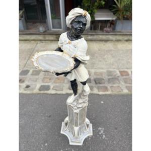 Serviteur Mauresque En Bois Sculpté, XXe Siècle