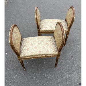 Pair Of Louis XVI Style Benches In Gilded Wood Italy