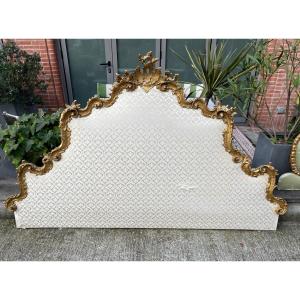 20th Century Venetian Style Gilded Wood Headboard 