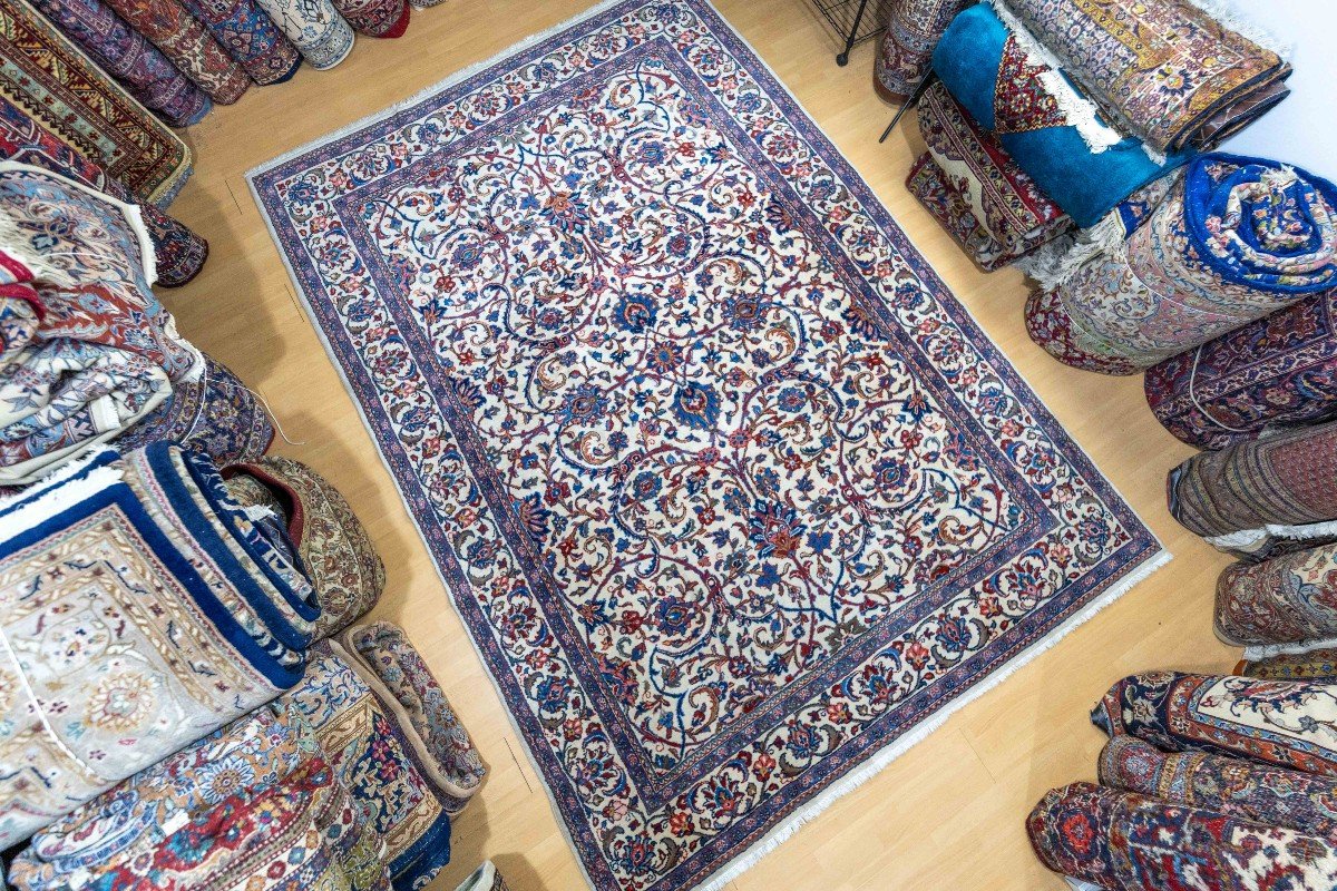 319x227 Cm Tapis Persan Sarough Farahan Noué à La Main-photo-3