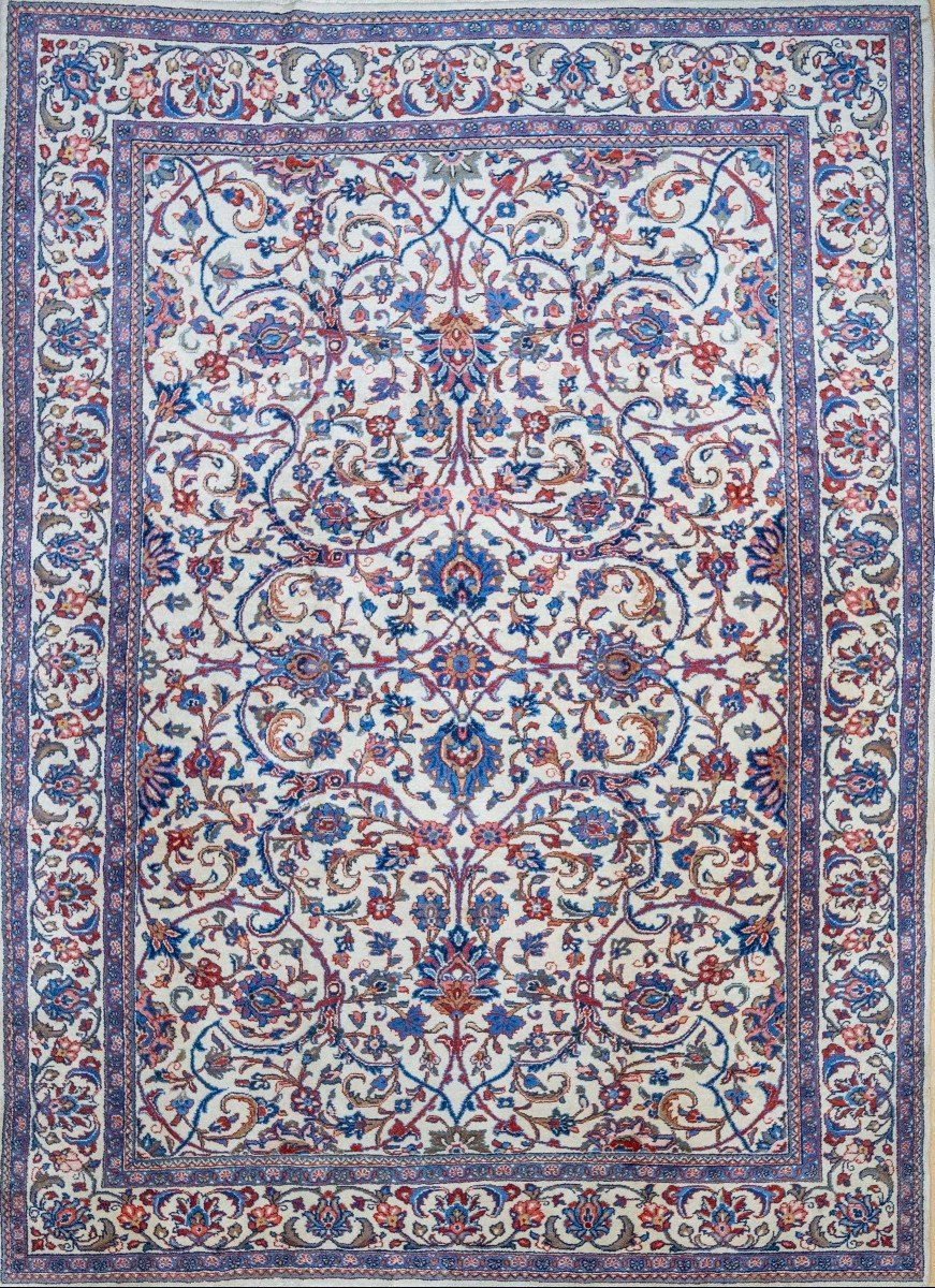 319x227 Cm Tapis Persan Sarough Farahan Noué à La Main