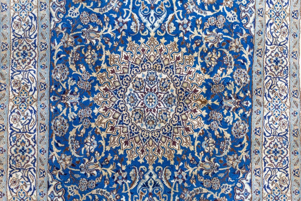 299x182 Cm Genuine Hand-knotted Nain 12la Persian Carpet | Lachak-toranj Medallion-photo-4