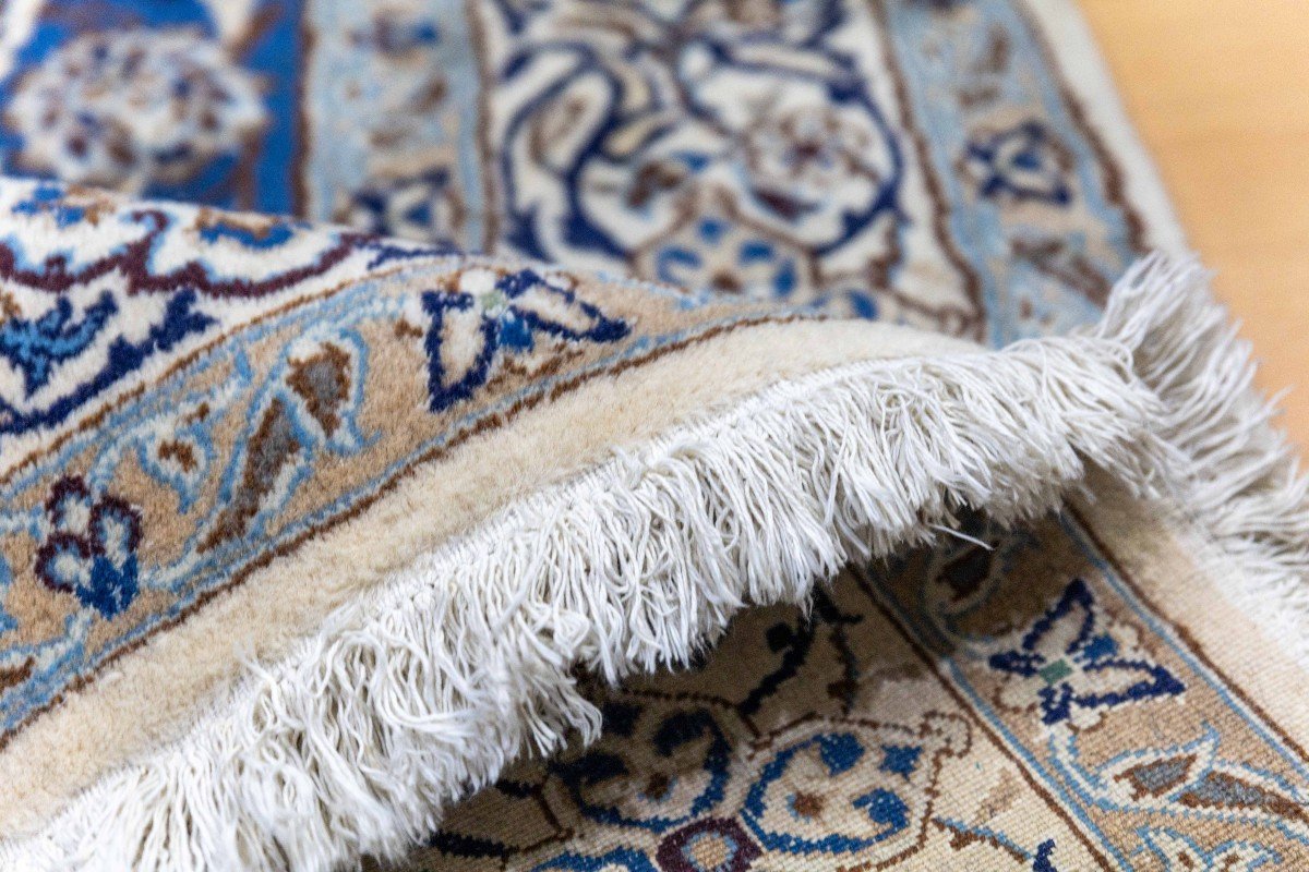 299x182 Cm Genuine Hand-knotted Nain 12la Persian Carpet | Lachak-toranj Medallion-photo-6