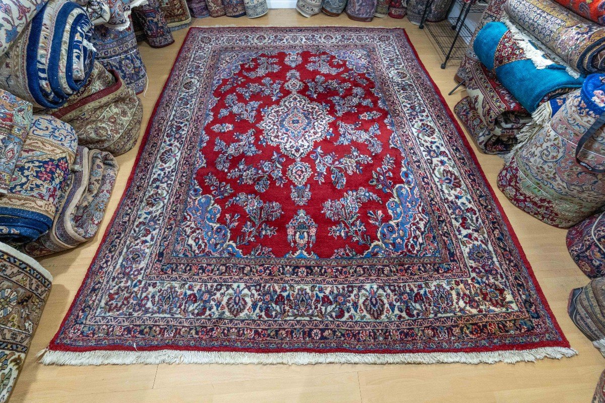 Tapis Persan Sarough Farahan Noué à La Main 325x244 Cm-photo-2