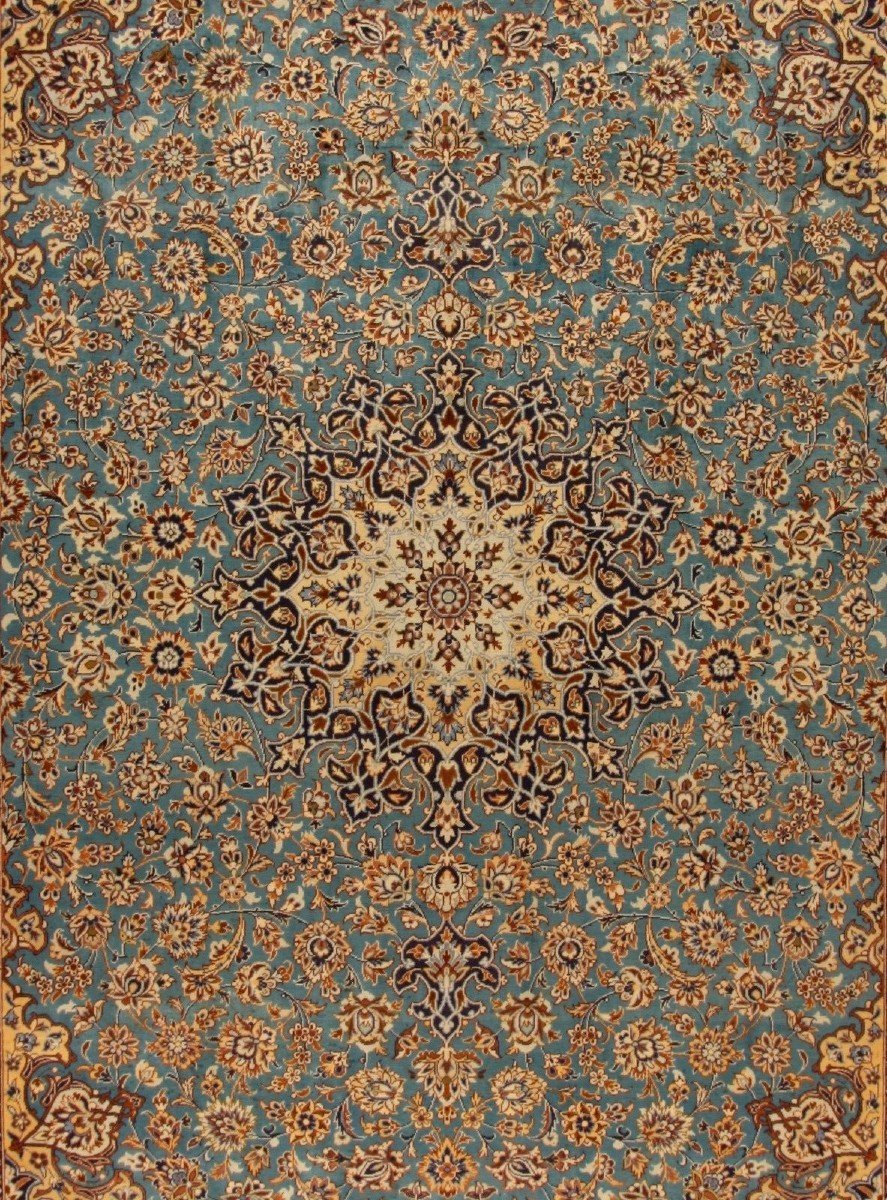 New 460x290 Cm Original Hand-knotted Persian Carpet Kashan Blue-photo-4