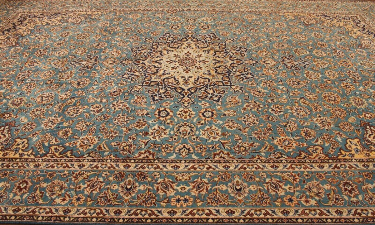 New 460x290 Cm Original Hand-knotted Persian Carpet Kashan Blue-photo-6