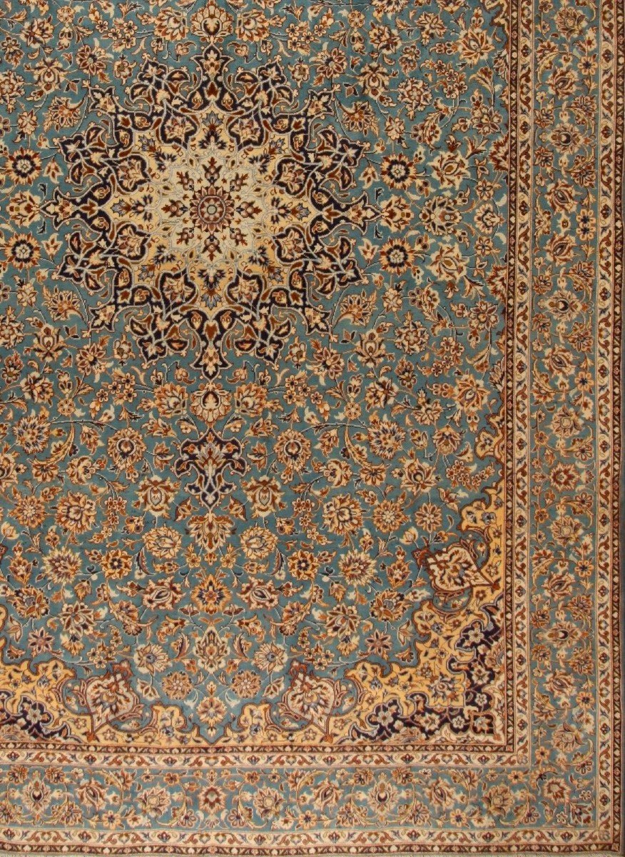 New 460x290 Cm Original Hand-knotted Persian Carpet Kashan Blue-photo-7