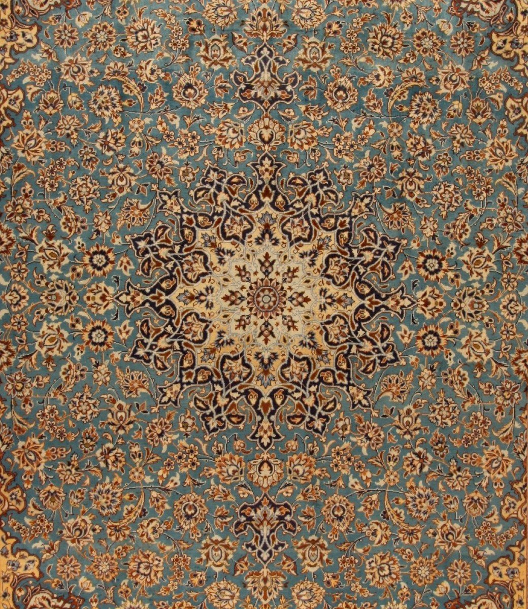 New 460x290 Cm Original Hand-knotted Persian Carpet Kashan Blue-photo-8