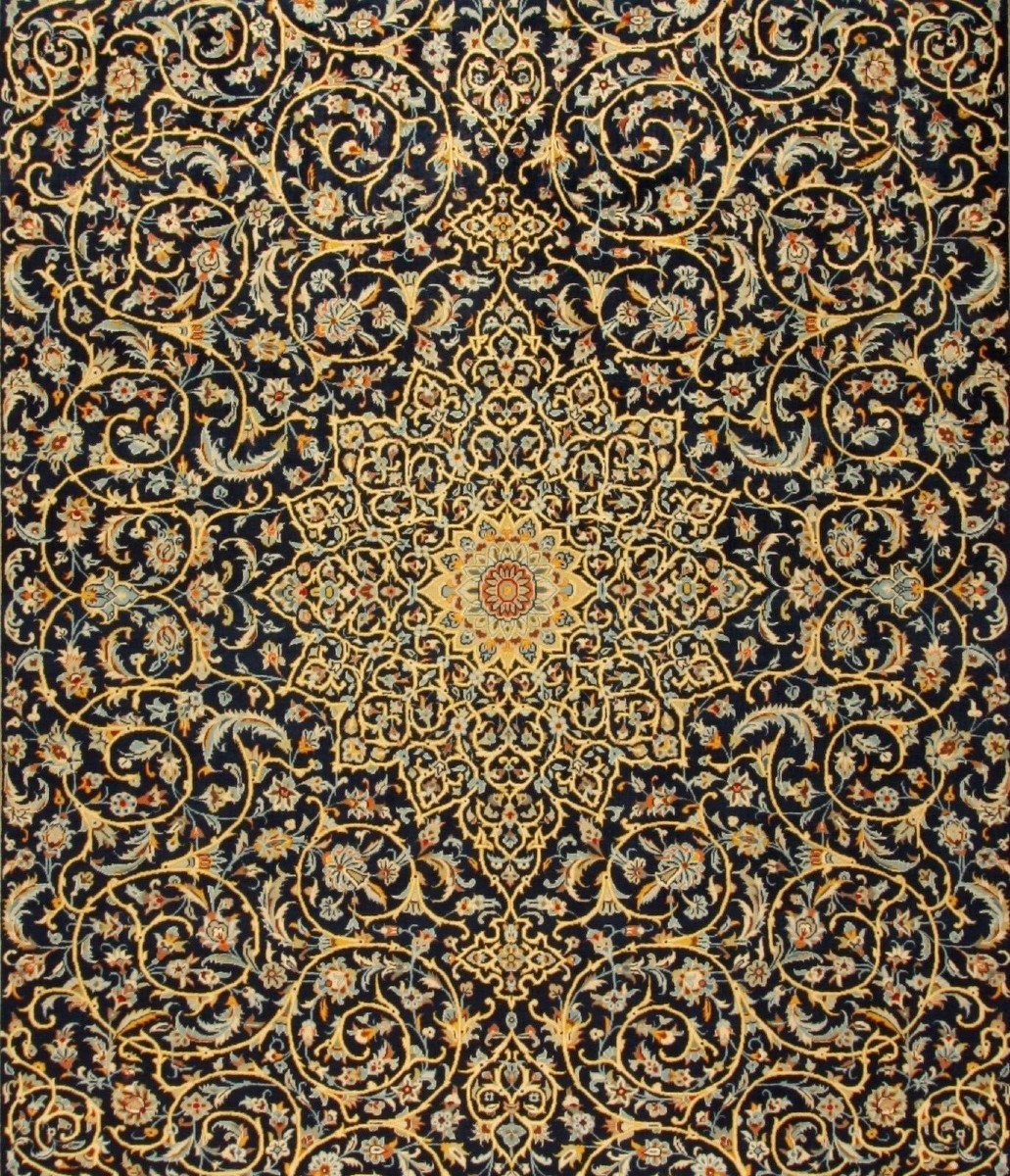 New 456x316 Cm XXl Isfahan Kashan Genuine Hand-knotted Persian Carpet-photo-2