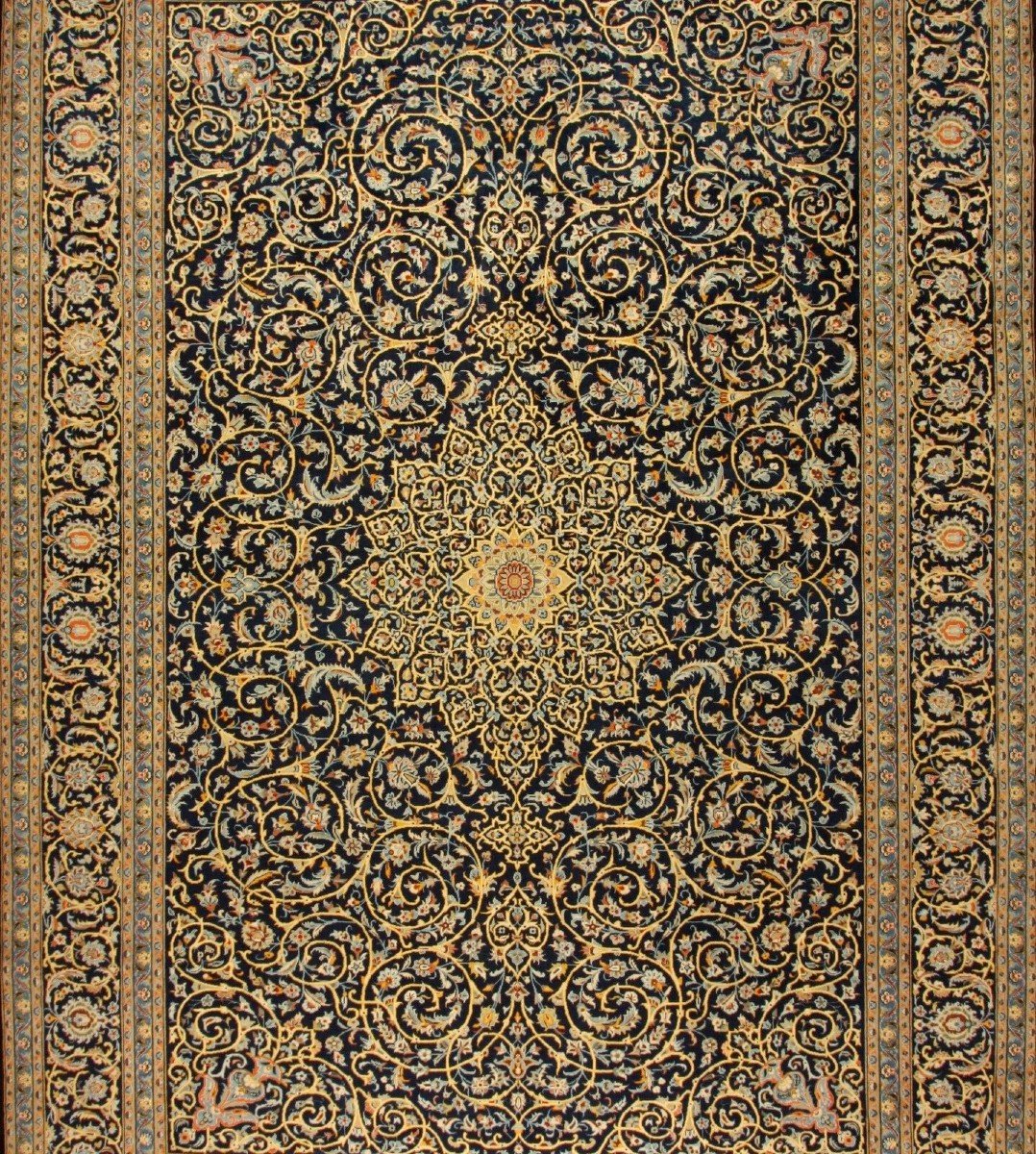 New 456x316 Cm XXl Isfahan Kashan Genuine Hand-knotted Persian Carpet-photo-3