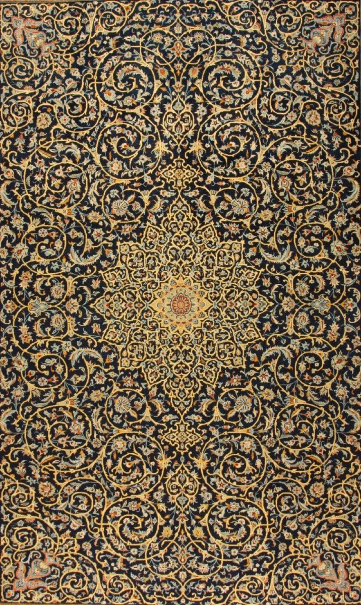 New 456x316 Cm XXl Isfahan Kashan Genuine Hand-knotted Persian Carpet-photo-3