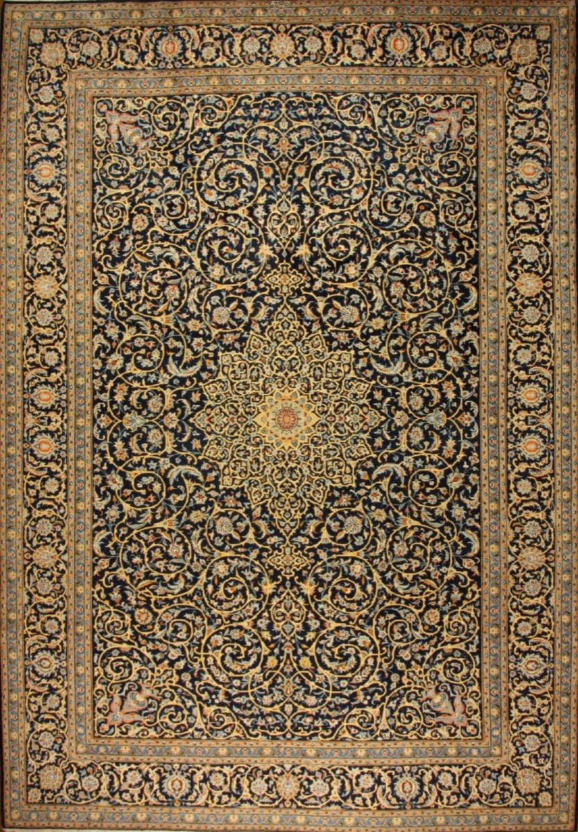 New 456x316 Cm XXl Isfahan Kashan Genuine Hand-knotted Persian Carpet