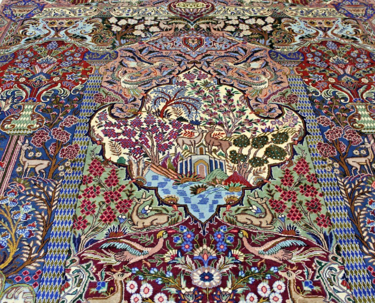 Tapis Persan Kashmar 387×302 Cm Original Noué à La Main-photo-4