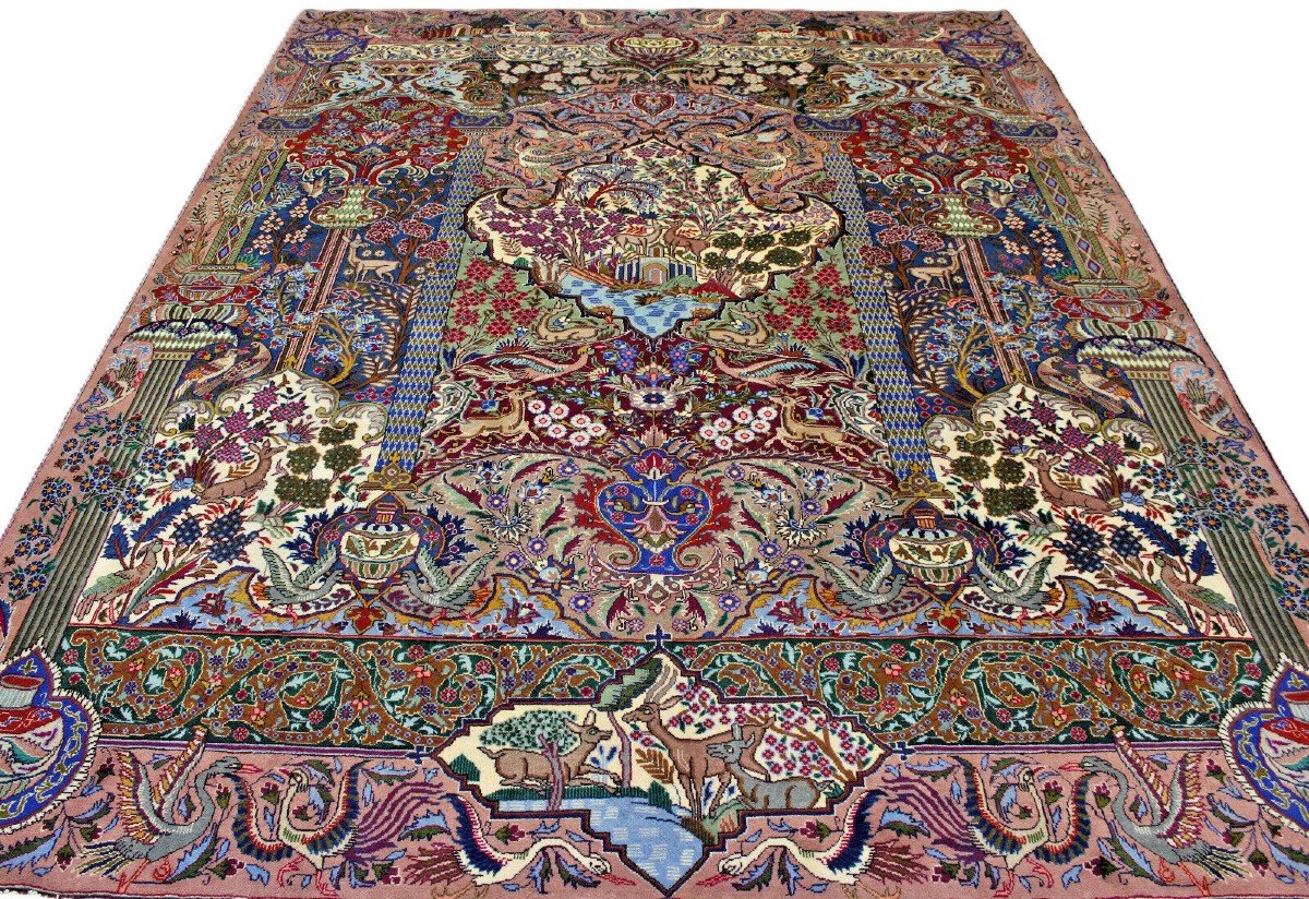 Tapis Persan Kashmar 387×302 Cm Original Noué à La Main-photo-3