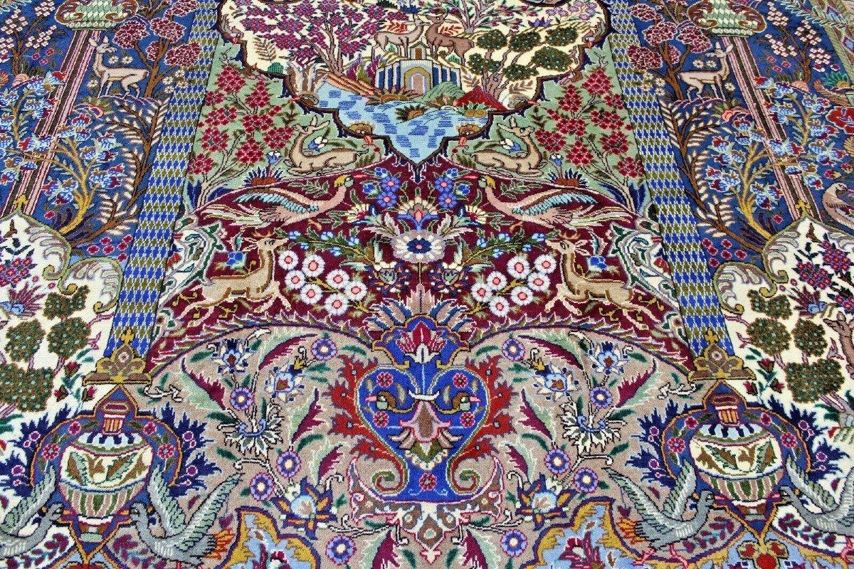 Tapis Persan Kashmar 387×302 Cm Original Noué à La Main-photo-5