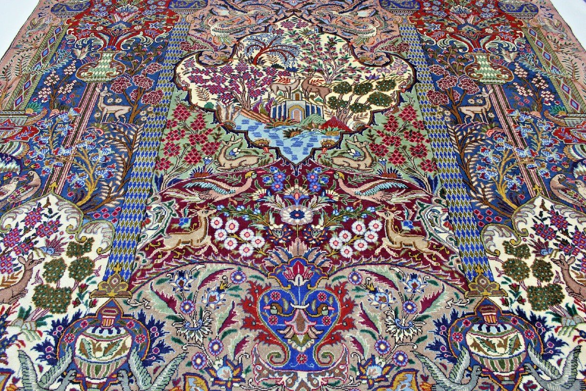 Tapis Persan Kashmar 387×302 Cm Original Noué à La Main-photo-7