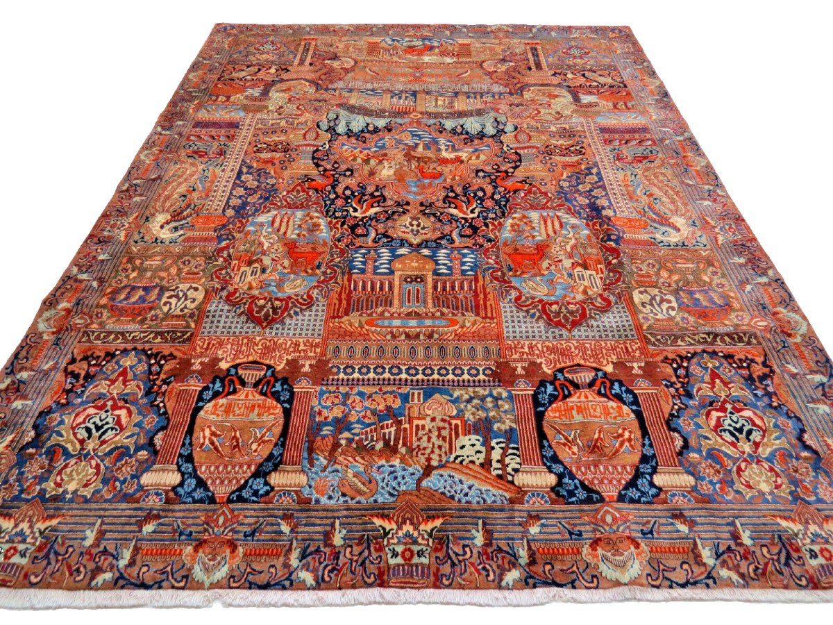 New 383x303 Cm Unique Genuine Hand-knotted Persian Carpet Kashmar-photo-2