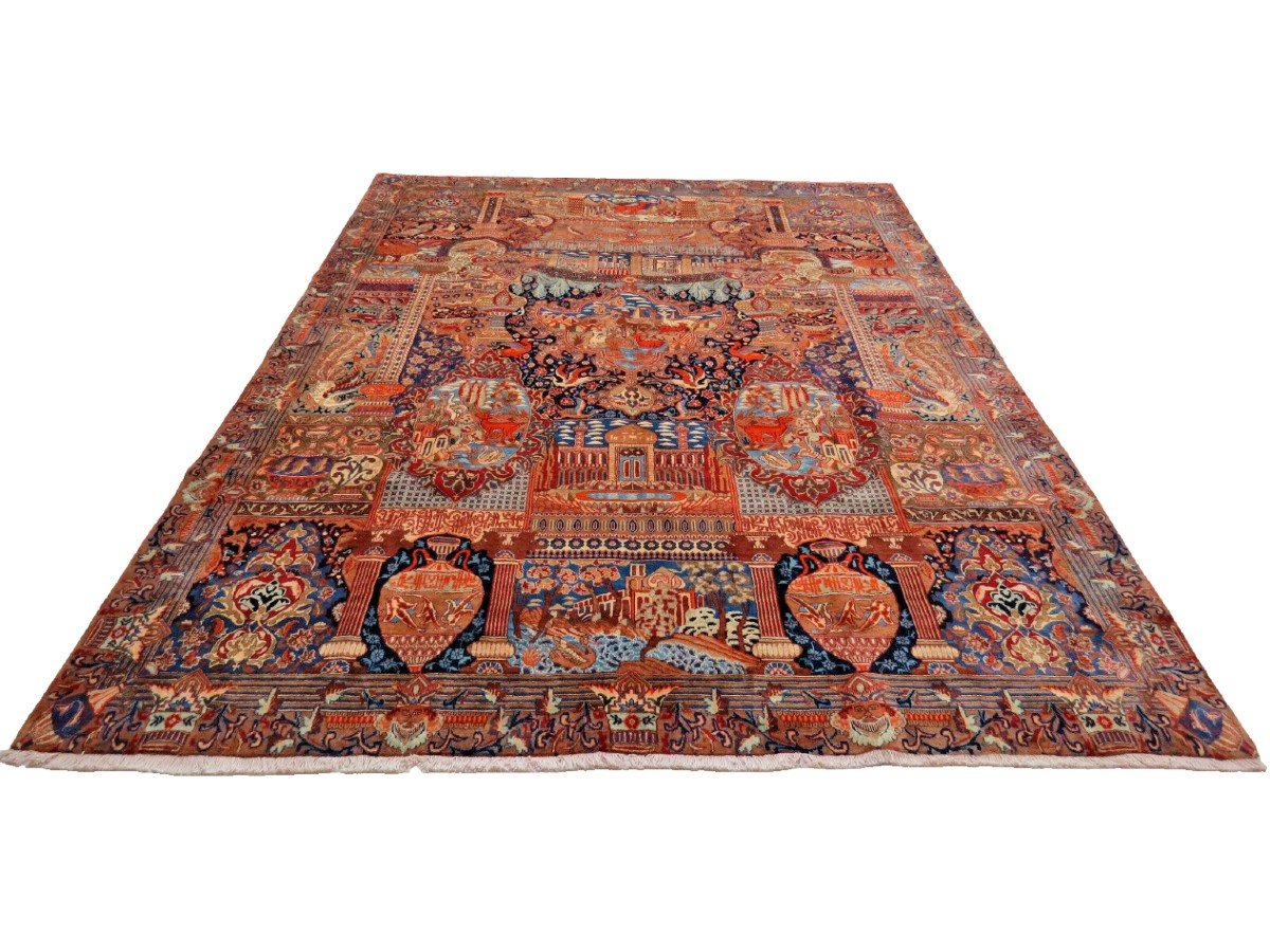 New 383x303 Cm Unique Genuine Hand-knotted Persian Carpet Kashmar-photo-3