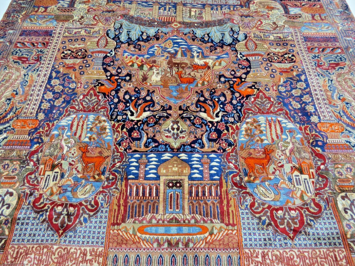 New 383x303 Cm Unique Genuine Hand-knotted Persian Carpet Kashmar-photo-4